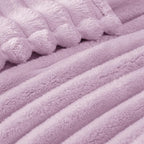 Exclusivo Mezcla Fleece Throw Blanket for Couch, Super Soft Striped Jacquard Bed Blanket, Lightweight Fuzzy Cozy for All Seasons, 50x60 Inches, Lilac Purple