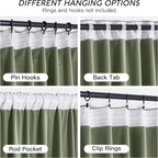 RYB HOME Sage Green Velvet Curtains 108 inch, Room Darkening Super Soft Velvet Drapes for Living Room Thermal Insulated Pleat Tapes Window Treatment for Bedroom Playroom, W52 x L108 inch, 2 Panels