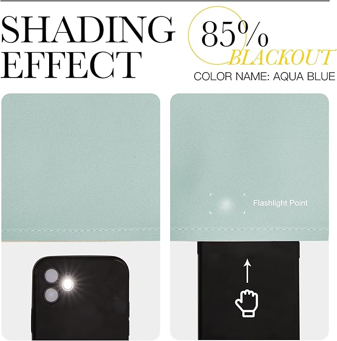 NICETOWN Modern Blackout Curtains Noise Reducing, Aqua Blue, 2 Panels, W42 x L54, Thermal Insulated and Privacy Room Darkening Drape Panels for Boy's Guest Room Door Small Short Window