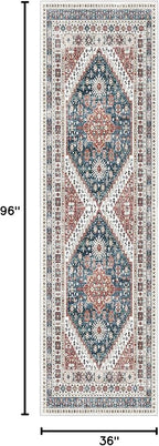Madane Hallway Runner 3x8, Kitchen Rugs Washable Entryway Rug Vintage Kitchen Runners Non Slip Indoor Area Rug Farmhouse Carpet Runner for Bathroom Living Room Bedroom (3 X 8, Navy Blue)