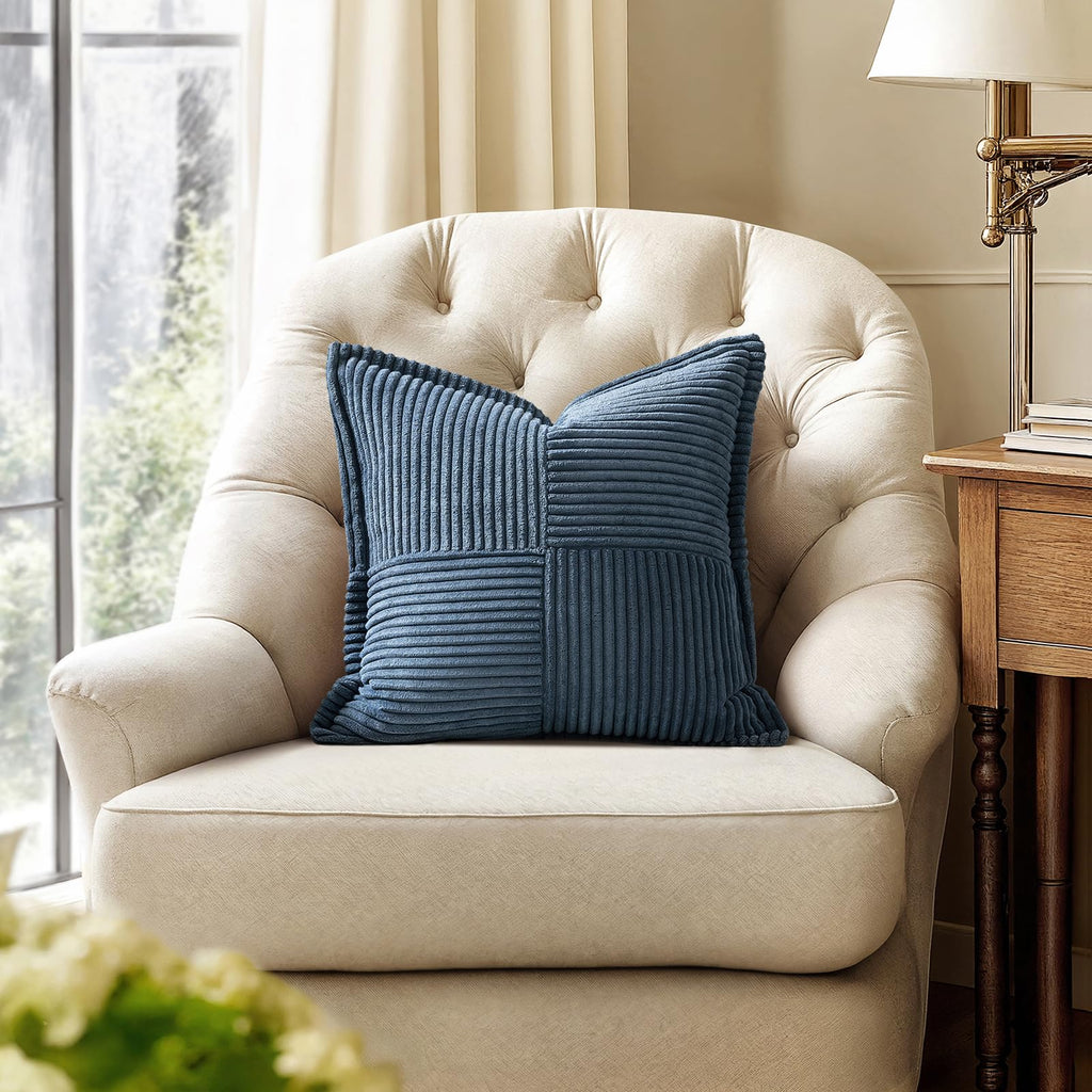 MIULEE Decorative Throw Pillow Covers for Couch 12x12 Inch Blue 2 Pack