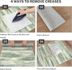 Lansny Modern Abstract Runner Rug 2x5, Sage Green Grey Washable Kitchen Runner Entryway Rug Mat Non-Slip Soft Hallway Rug Runner Thin Print Faux Wool Carpet for Bedroom Laundry Room Indoor