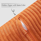 MIULEE Orange Decorative Throw Pillow Covers for Couch Bed Livingroom 18x18 Inch Set of 2 Boho Accent Throw Pllows Broadside Striped Patchwork Soft Corduroy Pillowcases
