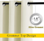 NICETOWN Bedroom Curtains Room Darkening Draperies - Grommet Top Beige Thermal Insulated Energy Saving Privacy Drapes for Apartment/Home Office, 2 Panels, W52 x L63