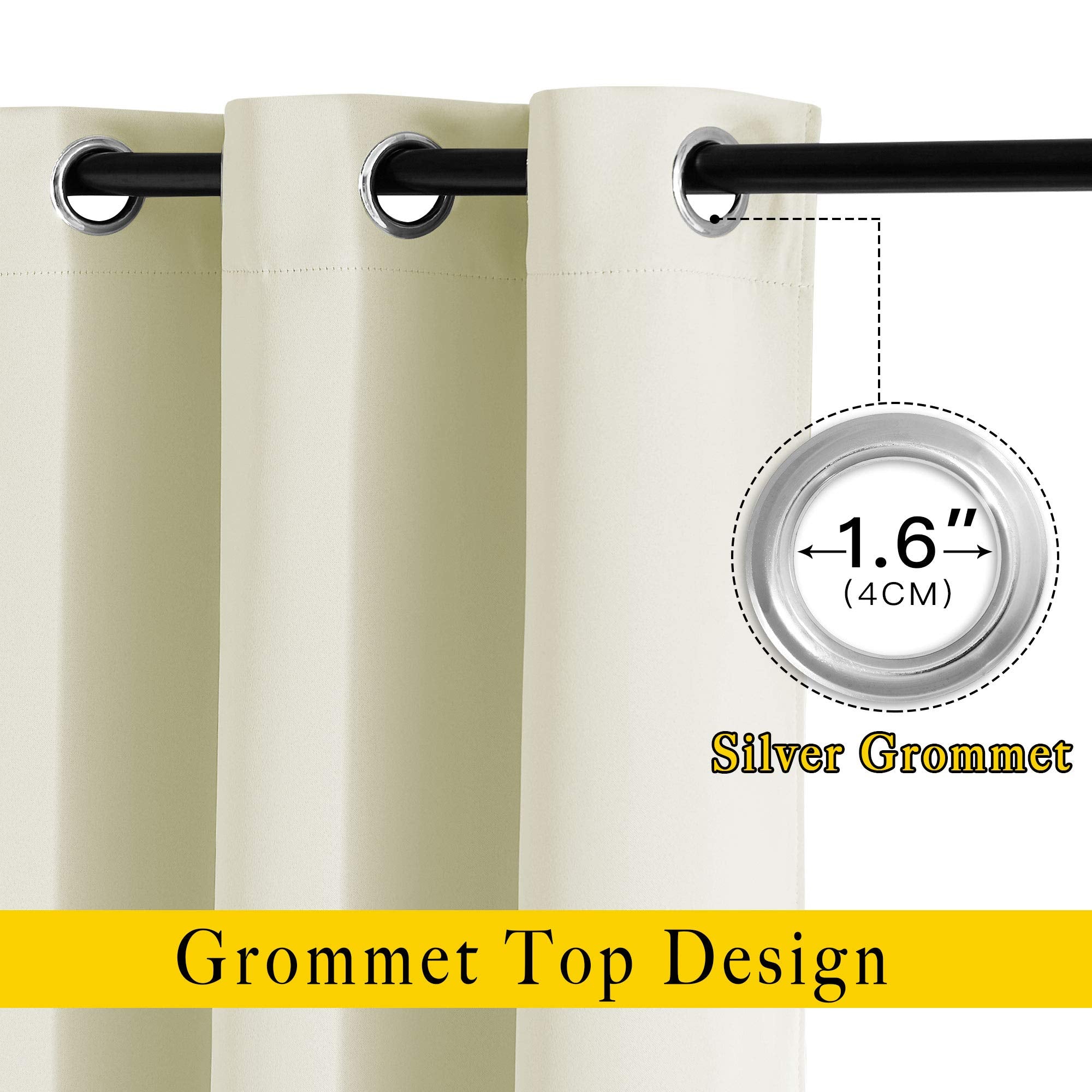 NICETOWN Blackout Beige Curtains 84 inch Long for Bedroom - Thermal Insulated Solid Grommet Vertical Drapes Room Darkening Drapes for Living Room (Set of 2, W37 x L84)