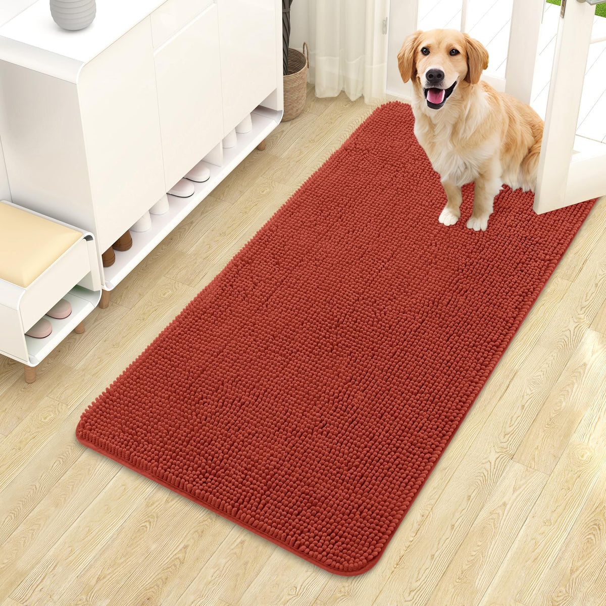 OLANLY Dog Door Mat for Muddy Paws 44x24, Super Absorbent Chenille Mud Mat
