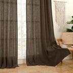 LAMIT Brown Linen Curtains for Living Room 84 inch Length 2 Panels