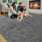 Area Rugs 10x14 for Living Room,Dark Grey Large Shaggy Plush Furry Rug