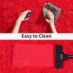 Soft Runner Rugs for Bedroom Hallways, 2x6 Red Fluffy Shag Throw Area Rug Non Slip for Bedside Dorm, Long Shaggy Furry Carpet for Nursery Living Room