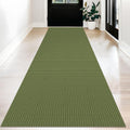 KOZYFLY Long Runners for Hallways 3x12 ft Washable Kitchen Runner Non Slip Rubber Backed Hallway Rugs Cotton Entryway Runner Rug Floor Carpet for Indoor Hall, Kitchen, Olive Green/Earthy Green