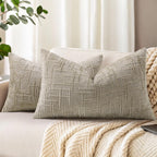 decorUhome Textured Chenille Throw Pillow Covers 20x20 Set of 2 Pink