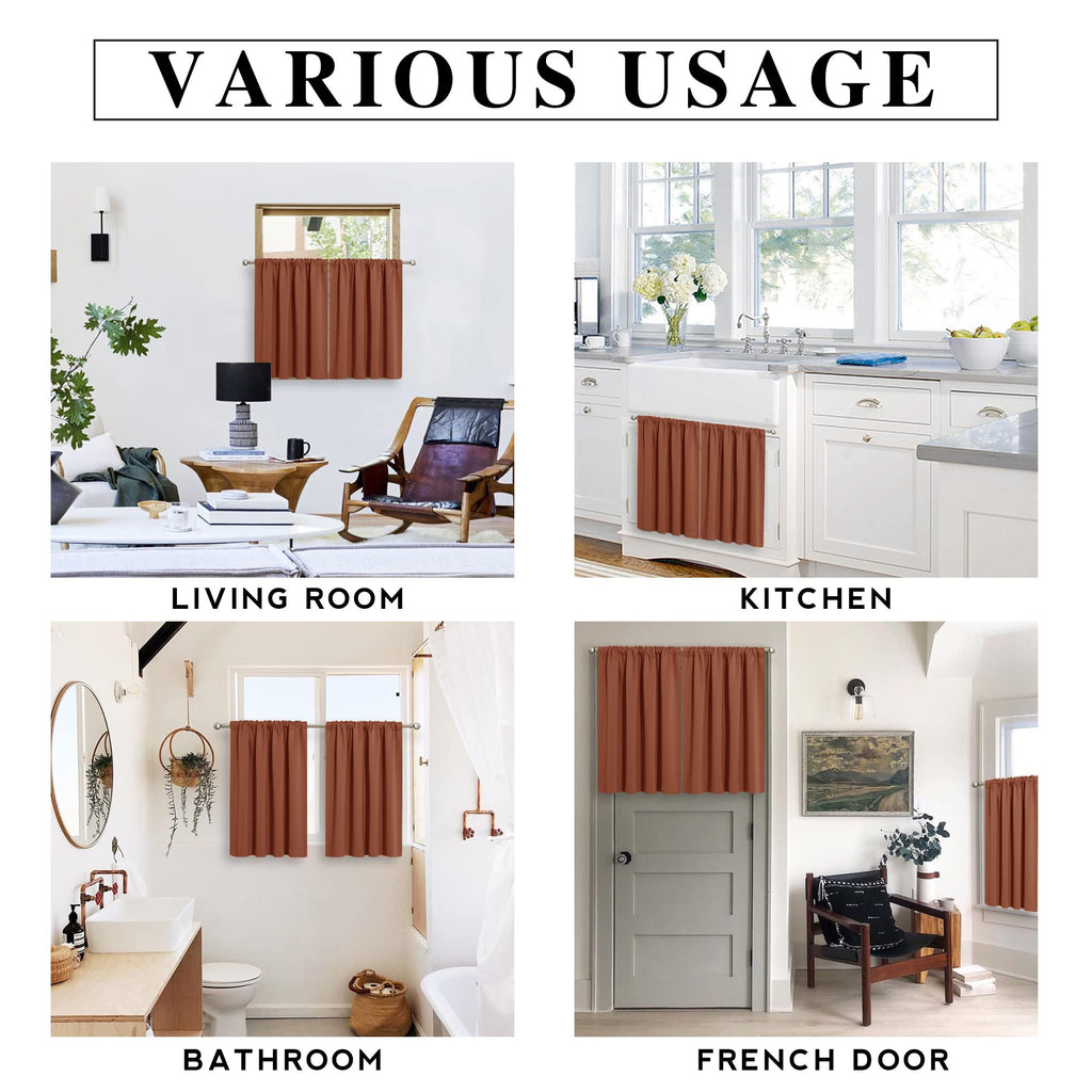 RYB HOME Short Blackout Curtains for Bedroom, Room Darkening Insulated