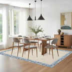 GarveeHome 4x6 Area Rugs for Bedroom Living Room Machine Washable Rugs Floral Bordered Small Carpet Non-Slip Stain Resistant Accent Carpet for Dining Room Table Apartment Office, Beige