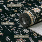 ExpediX 5x7 Area Rugs Living Room: Washable Vintage Rug for Bedroom Black