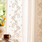 jinchan Floral Linen Curtains 84 Inch Farmhouse Back Tab 2 Panels