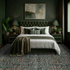 Vintage Washable Dark Green 10x14 Rug for Living Room - Extra Large Area Rug for Dining Room Under Table, Soft Low Pile Carpet for Bedroom - Vintage Floral Design Non-Slip (10x14 Dark Green)