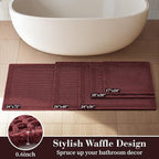 RESARE Waffle Bath Mat for Bathroom, Super Absorbent Bathroom Rugs Non Slip Machine Washable, Ultra Soft Quick Dry Boho Bath Rugs with Tassels for Floor, Upgraded Bordered Design, 24"x36" Dark Red