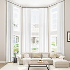 Guken White 100% Blackout Linen Curtains 52 Inch Wide by 140 Inch for Living Room Bedroom Back Tab/Rod Pocket Thermal Insulated Black Out Linen 2 Drapes Room Darkening Window Curtains,52x140