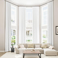 Guken White 100% Blackout Linen Curtains 52 Inch Wide by 140 Inch for Living Room Bedroom Back Tab/Rod Pocket Thermal Insulated Black Out Linen 2 Drapes Room Darkening Window Curtains,52x140