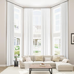 Guken White 100% Blackout Linen Curtains 52 Inch Wide by 140 Inch for Living Room Bedroom Back Tab/Rod Pocket Thermal Insulated Black Out Linen 2 Drapes Room Darkening Window Curtains,52x140