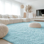 OLANLY 9x12 Machine Washable Large Area Rugs for Living Room, Bedroom, Soft Fluffy Shaggy Bedside Rug, Indoor Floor Carpet for Kids Girls and Boys, Dorms, Nursery, Home Decor Aesthetic, Light Blue