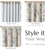jinchan Blackout Floral Curtains for Living Room Bedroom Linen Blend Curtain Farmhouse Black Printed with Lined Back Tab Rod Pocket Drapes Window Treatments 2 Panels 84 Inch