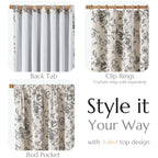 jinchan Black Floral Linen Blackout Curtains 72 Inch Back Tab 2 Panels