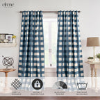 Threadmade Grainger Buffalo Check Blackout Window Curtain, Indigo - 52" W x 84" L