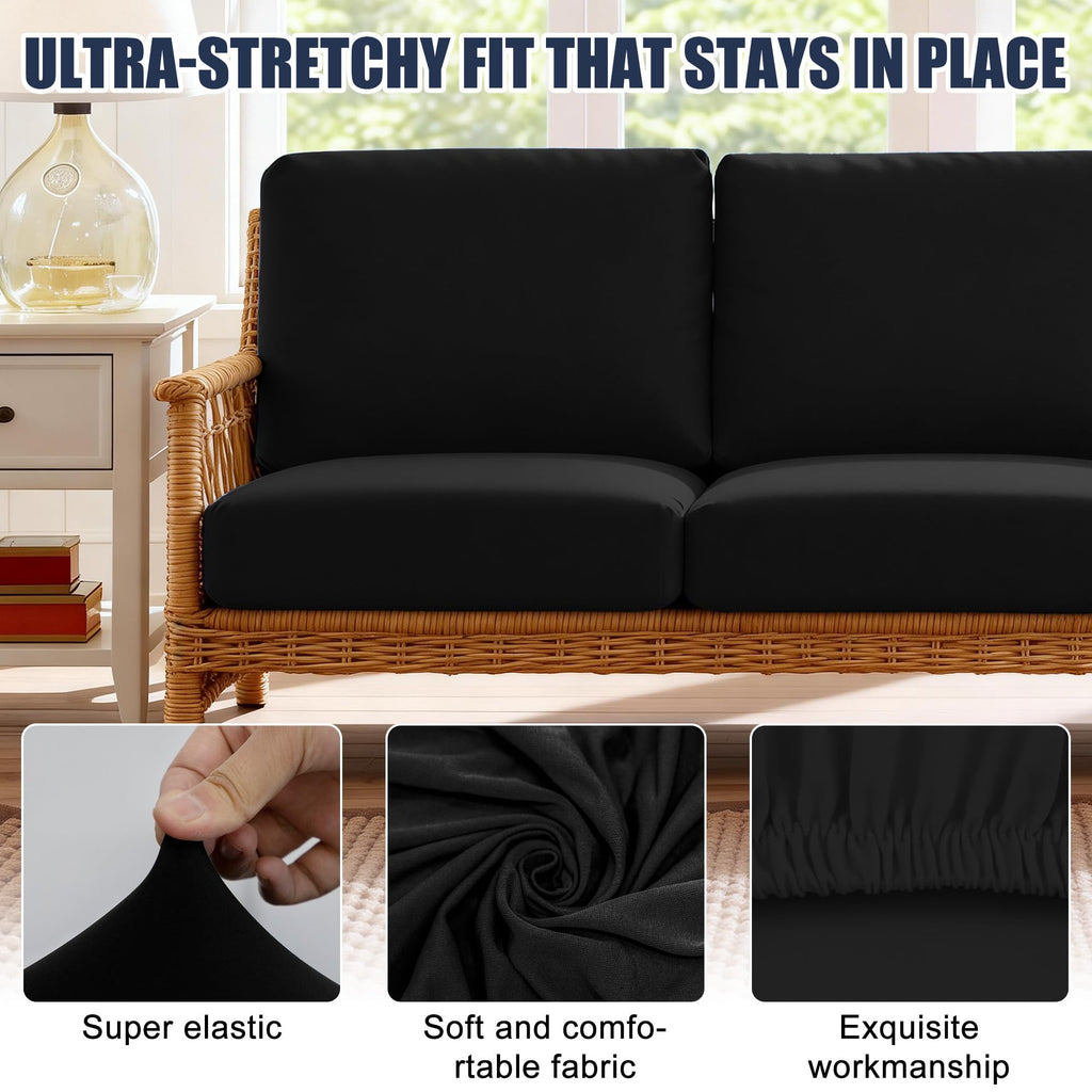 SUKAIKEQA 4PCS Patio Cushion Covers,Patio Furniture Couch Seat Slipcovers，Washable Furniture Protector, Replacement for Sofa Sectional Chair