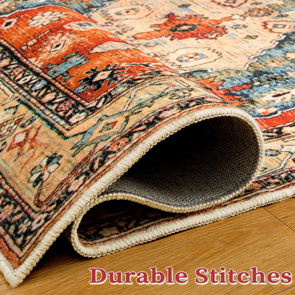SERISSA 8x10 Washable Non Slip Boho Area Rug for Living Room