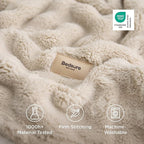 Bedsure 3D Fleece Bubble Blanket - GentleSoft Beige Queen Blanket for Bed Sofa Room Decor - Luxury Soft Cozy Gifts for Kids Girls, Lightweight, All Seasons, Beige, 90"×90"