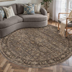 WondRg 5x5 Dark Brown Vintage Round Rug
