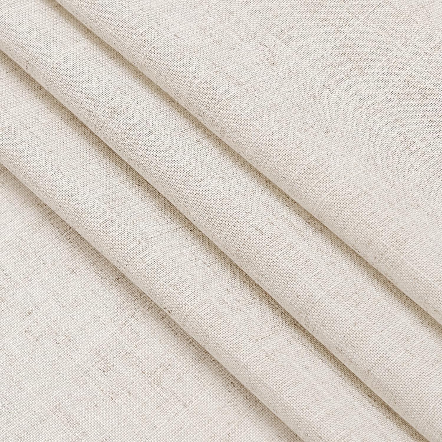Nanspring Beige Curtains for Kitchen Windows Over Sink 36 inch Length Rustic Farmhouse Linen Blend Semi Sheer Curtains Back Tab and Rod Pocket Small Window Curtain for Cafe 30 x 36 Inch,2 Panels