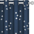 Deconovo Designer Series Silver Cubic Print Blackout Curtains for Living Room Bedroom, Thermal Insulated Soundproof Window Drapes, Grommet Top, Navy Blue,52W x 95L Inch, 2 Panels
