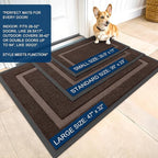 OLANLY Front Door Mat Indoor Outdoor Entrance, Waterproof All-Season, All-Weather Doormat, Sturdy Natural Rubber, Fade Resistant, Low Profile, Easy Clean Patio Porch Entryway Mat, 35x23, Dark Brown