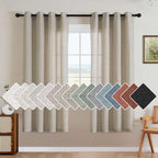 H.VERSAILTEX Living Room Linen Curtains - Nickel Grommet, Semi-Sheer, Energy Saving, Light Filtering Panels for Bedroom, Oatmeal, 2 Panels, 52 x 72 Inch