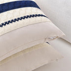 Fancy Homi Set of 1 Navy Blue Lumbar Decorative Throw Pillow Covers 12x24 Inch for Couch Bed Sofa Living Room, Aesthetic Modern Organic Farmhouse Home Decor, Soft Cotton Woven Textured Cushion Case