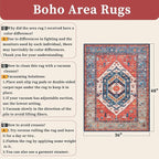 SERISSA Boho Area Rugs for Entryway, 3x4 Washable Non-Slip Kitchen Rug, Ultra Soft Print Distressed Rust Rug Low-Pile Throw Door Mat Indoor Entrance Carpet for Bedroom Living Room Dorm Decor