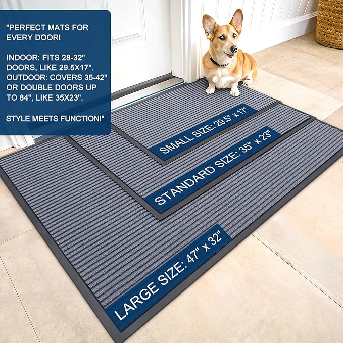 OLANLY 2-Pack Front Door Mats 71x23, Waterproof Heavy-Duty Doormats