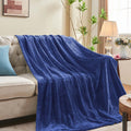 inhand Navy Fleece Twin Blanket, Super Soft Flannel Cozy Blankets for Adults, Lightweight Leaves Pattern Fuzzy Blanket for Couch Sofa Bed Office, Warm Plush Blankets for All Season, 60x90 Inches
