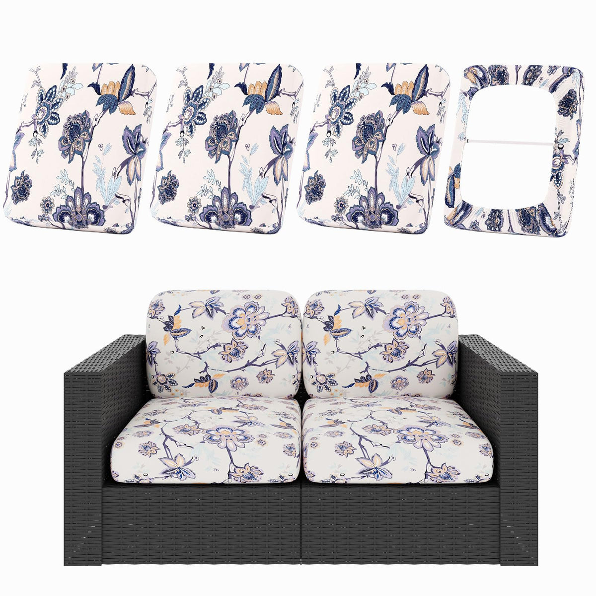 hyha 12Pcs Patio Cushion Covers, Stretch Outdoor Couch Cushion Covers