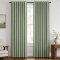 MIULEE 100% Blackout Linen Curtains 42 x 72 Inch Sage Green 2 Panels