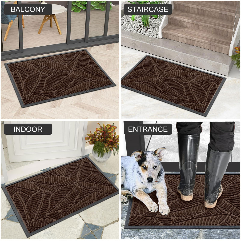 Colorxy Waterproof Front Doormat, Sturdy Natural Rubber Door Mat, 59x34