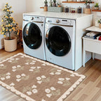 Floral Outdoor Rug - 28" x 43" Spring Front Door Mat Indoor Outside Entrance Non-Slip Washable Outdoor Mat Tan Boho Neutral Farmhouse Throw Rugs for Entryway Kitchen Bedroom Front Porch Decor