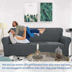 ZNSAYOTX 1 Piece Jacquard Couch Covers for 3 Cushion Couch Living Room High Stretch Sofa Cover Pets Dogs Friendly Anti Slip Thickened Slipcovers Furniture Protector (Sofa, Dark Grey)