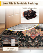RELEANY Washable Area Rug, Runner 2'6"x12', Black/Colorful