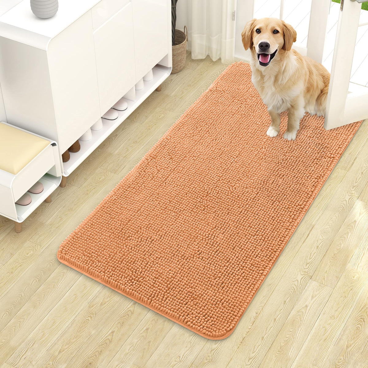 OLANLY Dog Door Mat for Muddy Paws 40x24, Super Absorbent Chenille Mud Mat