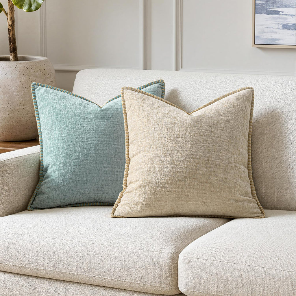 MIULEE Decorative Couch Throw Pillow Covers 18x18 Inch Beige 2 Pack