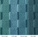 Exclusivo Mezcla 3D Checkered Fleece Twin Blanket for Bed, Slate Blue