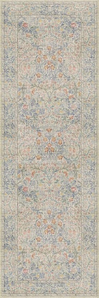 Hazo Haus Washable Bathroom Runner Rug 2x6 - Long Runner Rugs for Laundry Room, Bedroom, 24 x 72 Kitchen Floor Mat - Non Slip Vintage Design Décor, Beige Blue